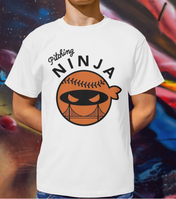 Pitching Ninja San Francisco Giants Orange Ball Face With Bridge T-Shirt