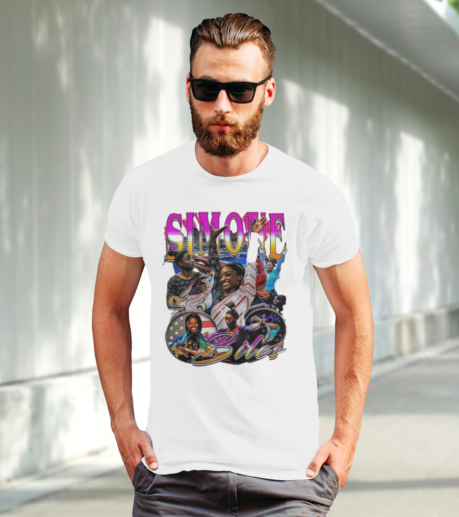 Simone Biles Olympic Champion Retro Collage T-Shirt