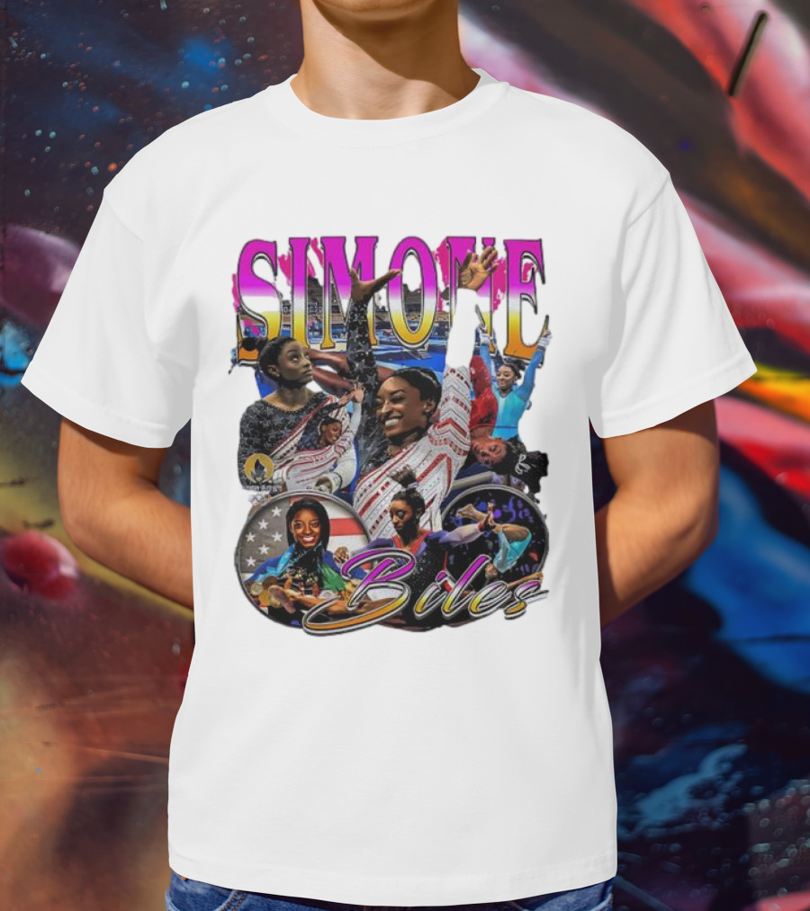 Simone Biles Olympic Champion Retro Collage T-Shirt