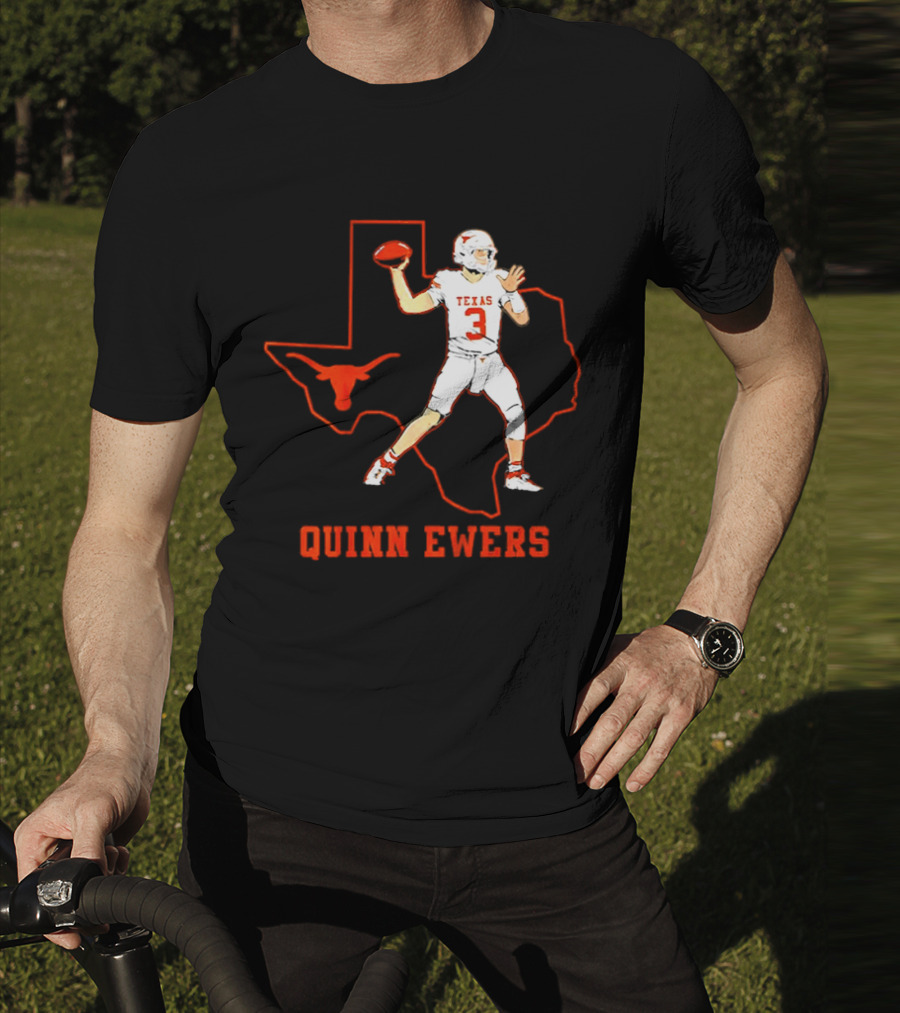 Quinn Ewers Texas Longhorns Football State Outline T-Shirt