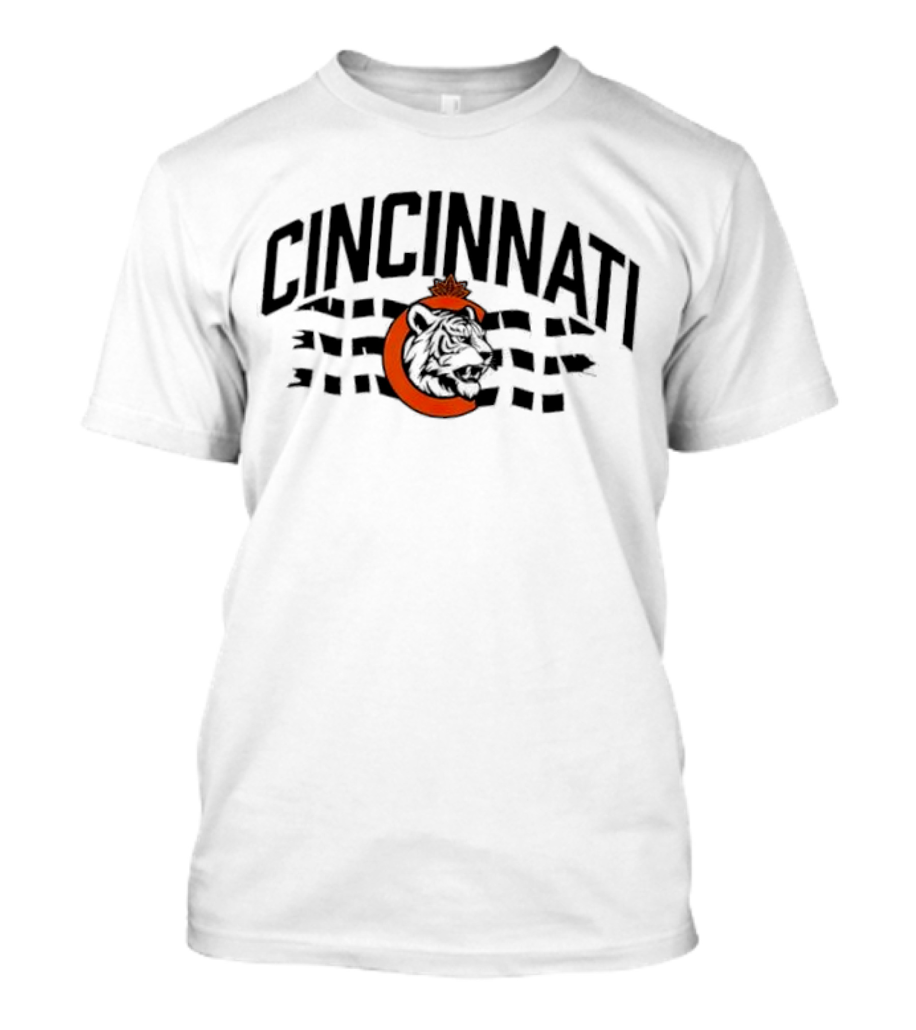 Cincinnati Bengals Tiger With Orange Leaf And Waving Stripes T-Shirt