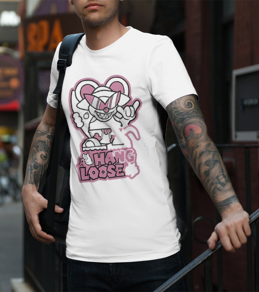 Coneyfest Hang Loose Retro Cartoon Mouse Hand Gesture T-Shirt