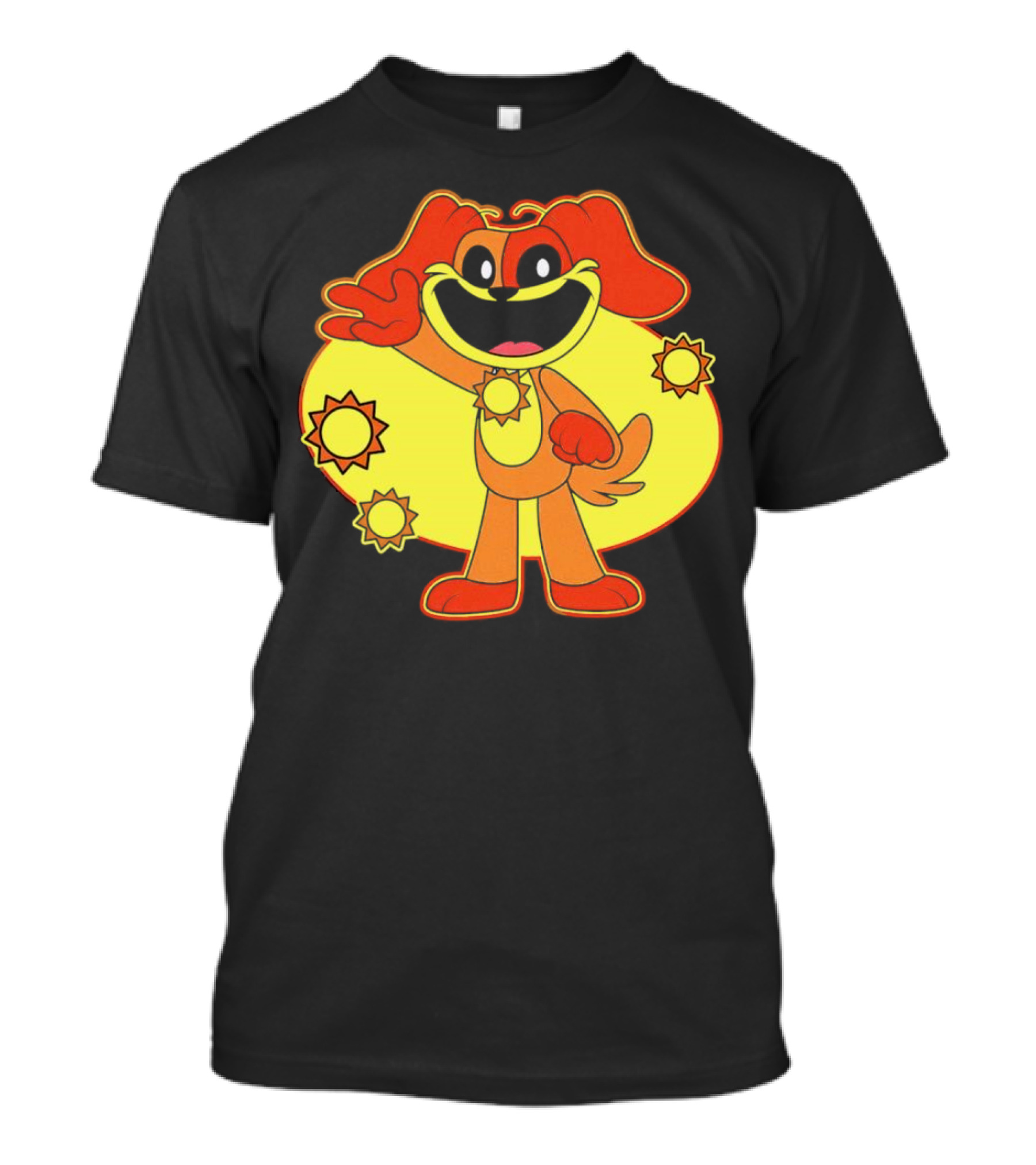 Dogday Smiling Critters Cheerful Cartoon Dog With Sun Icons T-Shirt