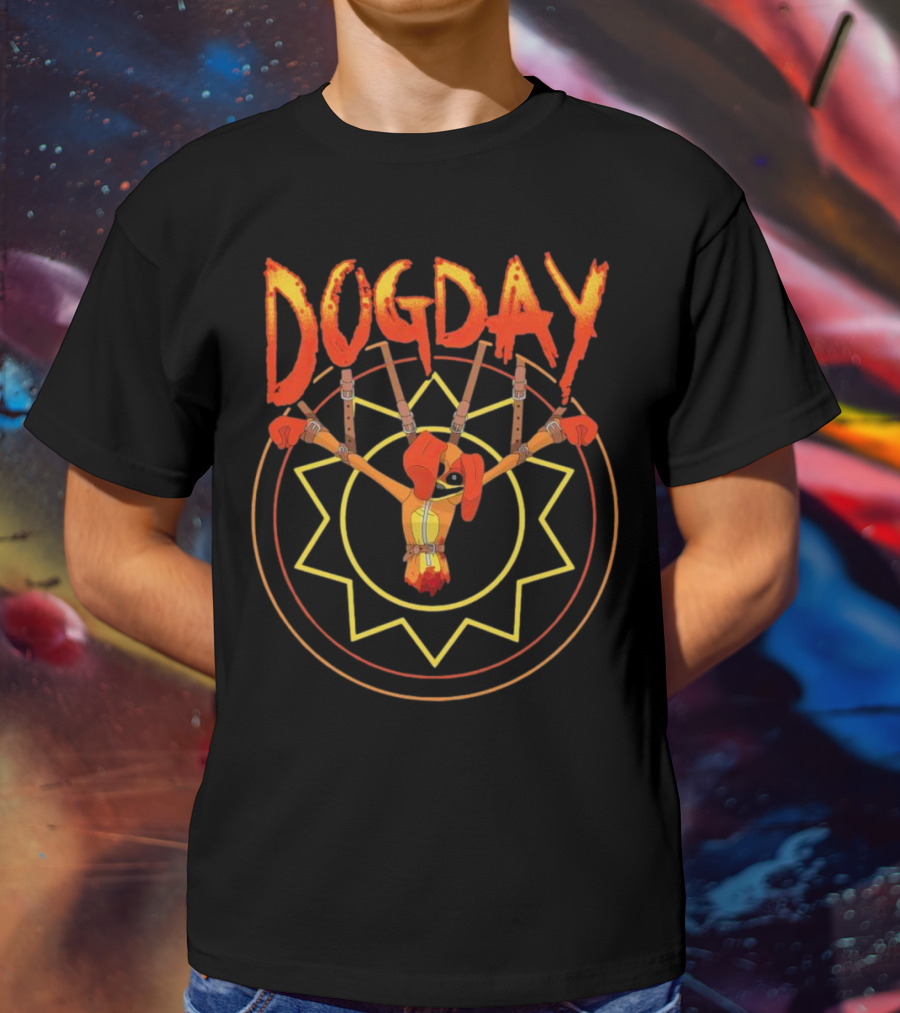 Dogday Monster Puppet With Sunburst Background T-Shirt