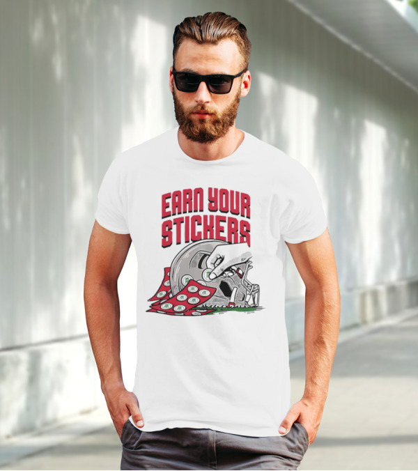 Ohio State Buckeyes Earn Your Stickers Helmet Skull Football T-Shirt