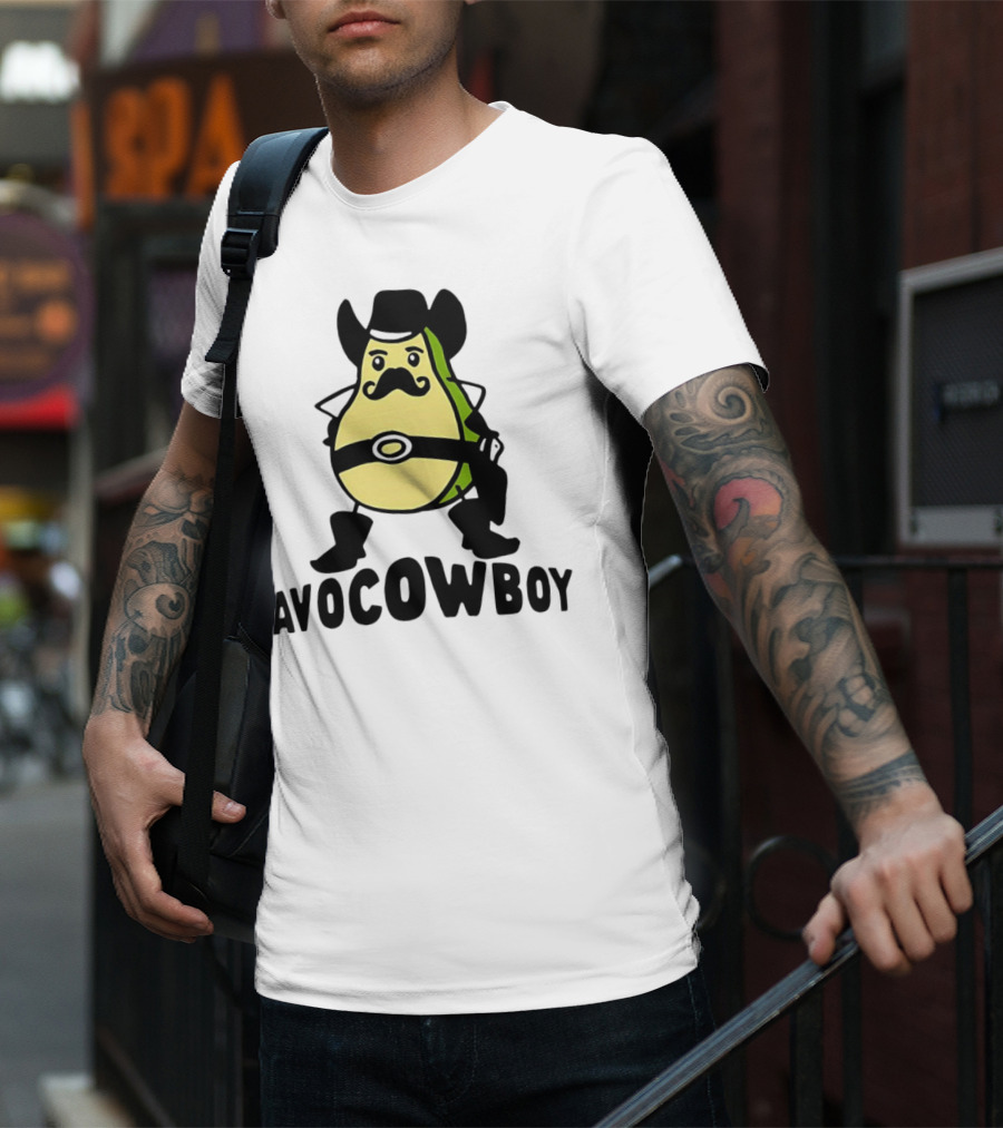 Avocowboy Avocado X Cowboy Character With Hat And Mustache T-Shirt