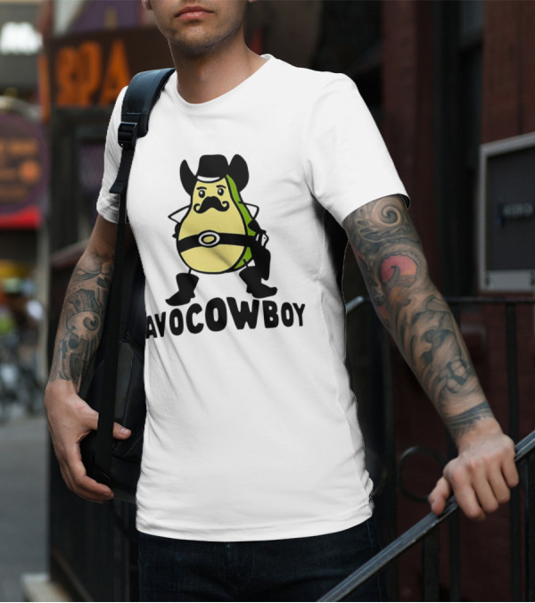 Avocowboy Avocado X Cowboy Character With Hat And Mustache T-Shirt