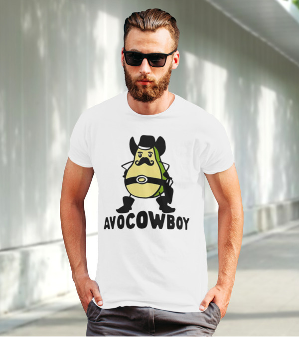 Avocowboy Avocado X Cowboy Character With Hat And Mustache T-Shirt