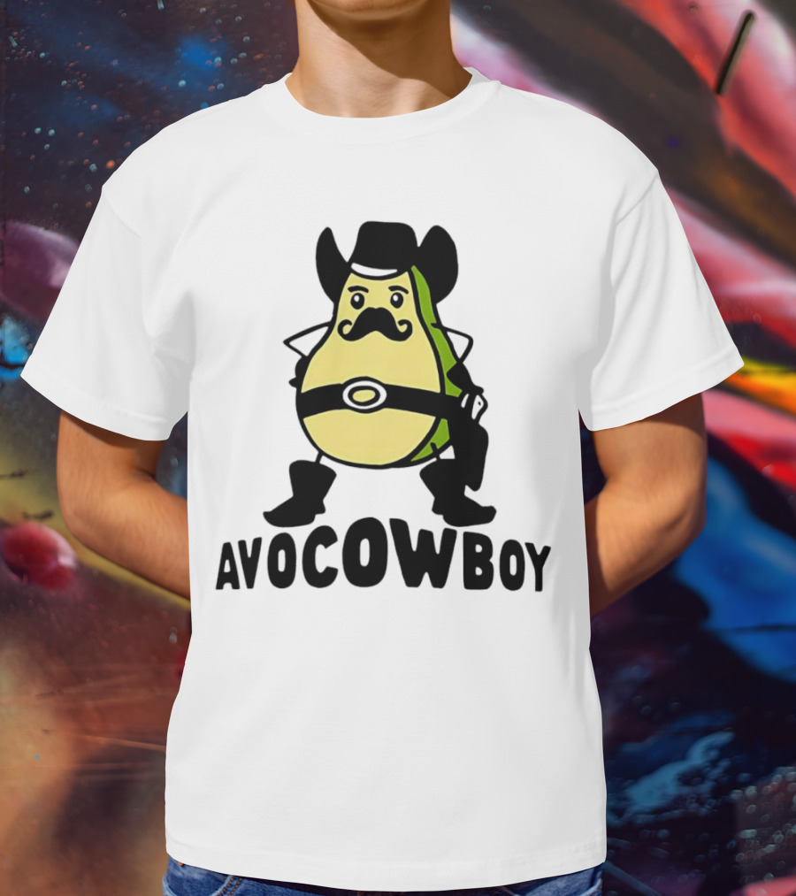 Avocowboy Avocado X Cowboy Character With Hat And Mustache T-Shirt