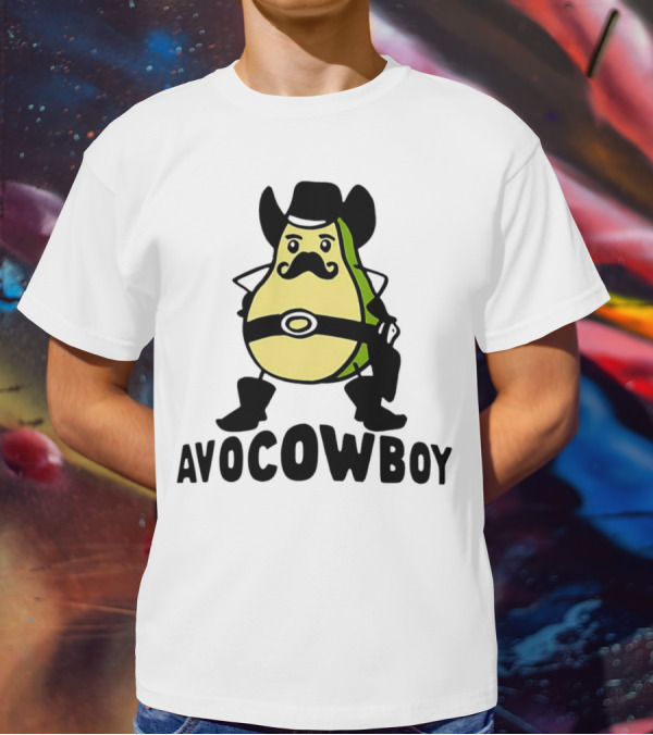 Avocowboy Avocado X Cowboy Character With Hat And Mustache T-Shirt
