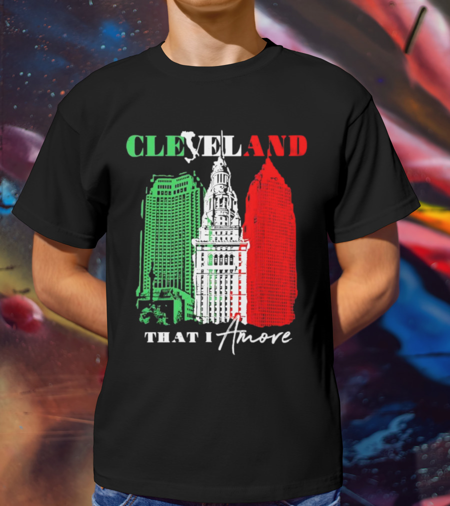 Cleveland That I Amore Italy Flag Skyline T-Shirt
