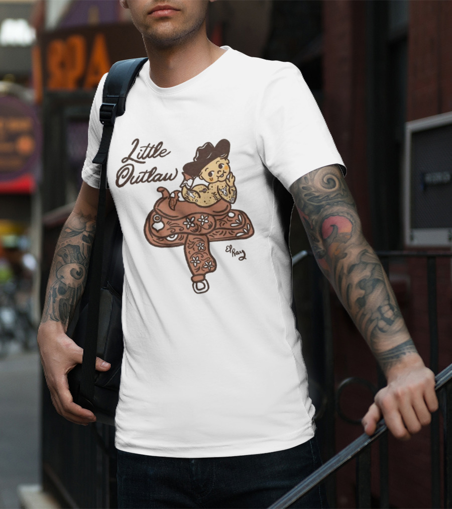Kewpie Cowboy Little Outlaw Vintage Saddle Art By El Ren T-Shirt