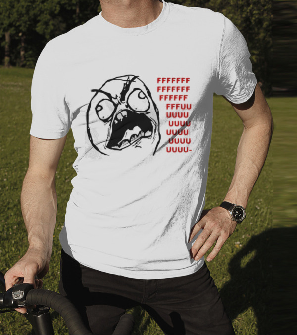 Rage Face Meme FFFFUUUUU Repeated Text T-Shirt