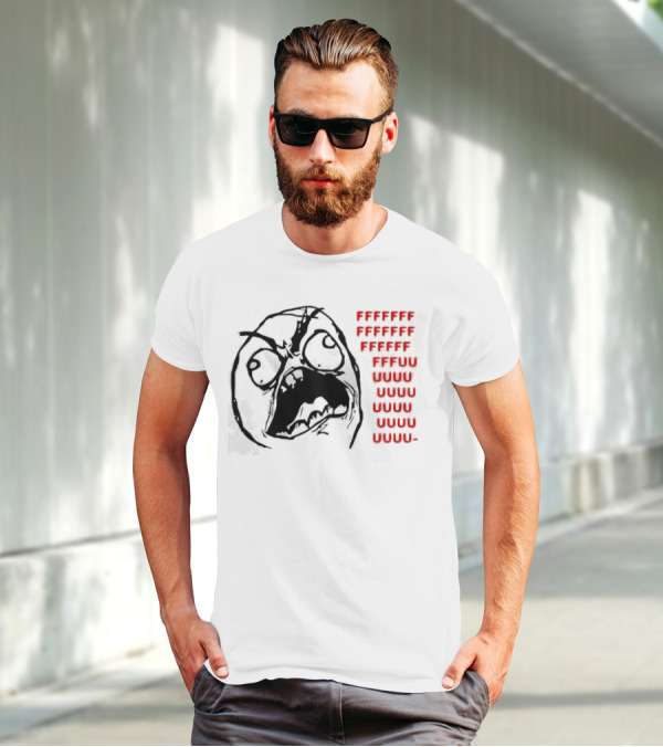 Rage Face Meme FFFFUUUUU Repeated Text T-Shirt