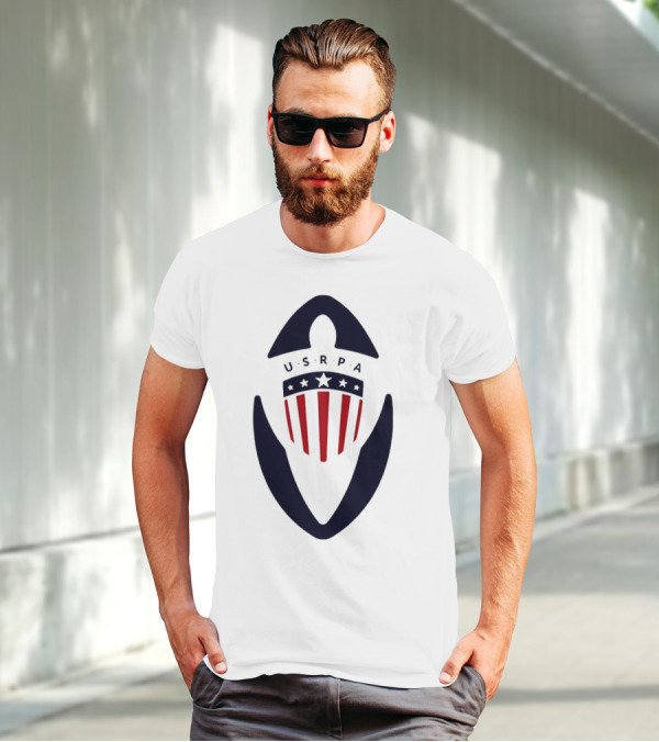 USRPA U.S. Rugby Players Association Red White And Blue Shield T-Shirt