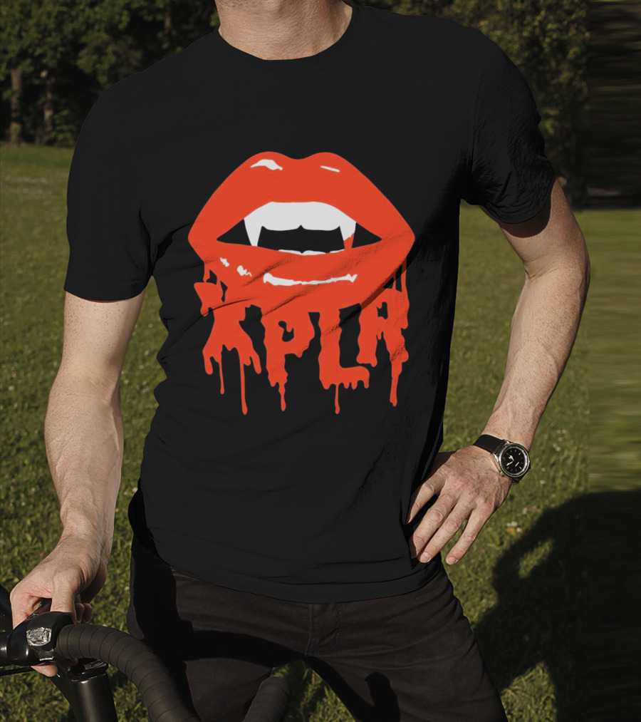 XPLR Fangs Back To School Dripping Red Lips T-Shirt