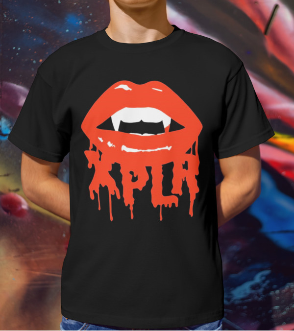 XPLR Fangs Back To School Dripping Red Lips T-Shirt