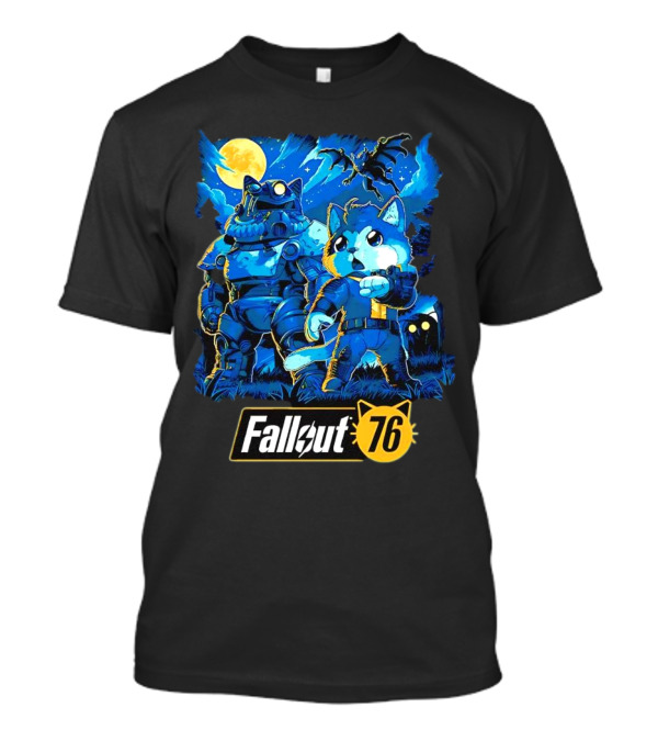 Fallout 76 Dog Costume Post-Apocalyptic Adventure Moonlit Scene T-Shirt