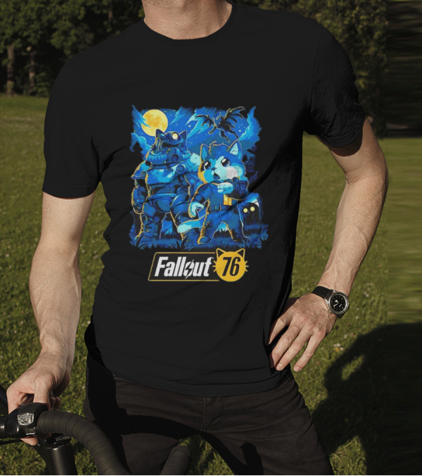 Fallout 76 Dog Costume Post-Apocalyptic Adventure Moonlit Scene T-Shirt