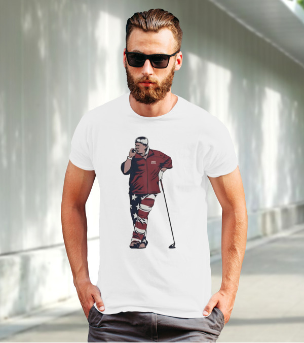 John Daly Sports Legend American Flag Pants Golf T-Shirt