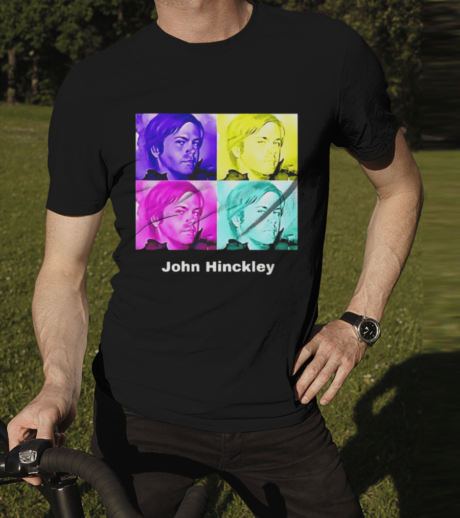 John Hinckley Pop Art Portrait Quad Color Blocks T-Shirt