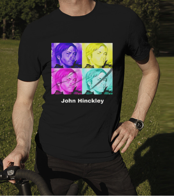 John Hinckley Pop Art Portrait Quad Color Blocks T-Shirt