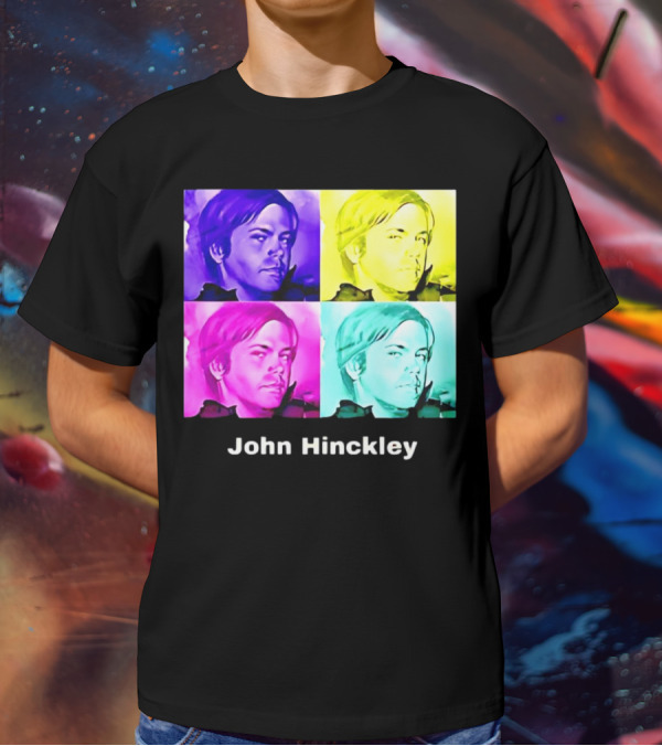 John Hinckley Pop Art Portrait Quad Color Blocks T-Shirt