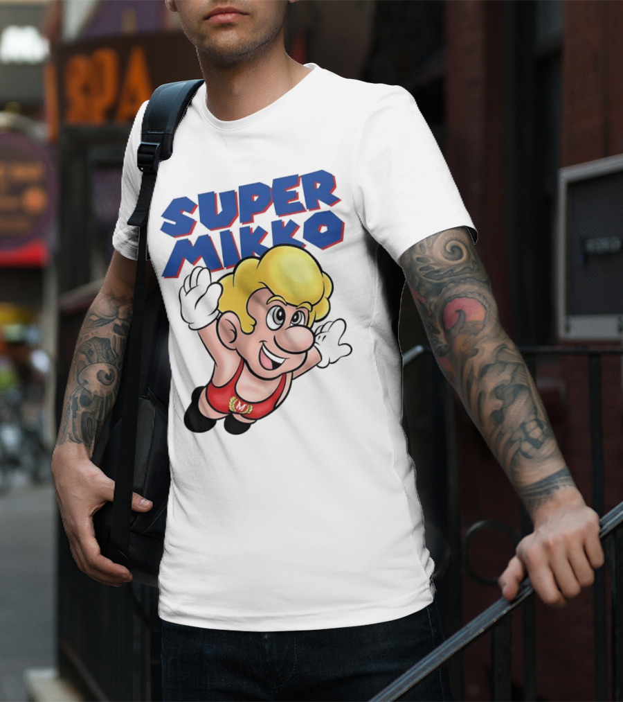 Super Mikko Flying Character Parody Super Mario Game T-Shirt