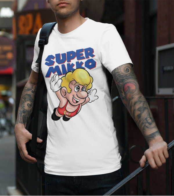 Super Mikko Flying Character Parody Super Mario Game T-Shirt