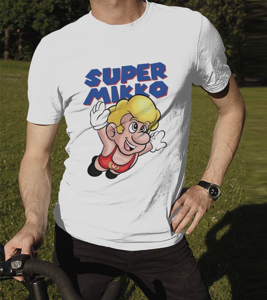 Super Mikko Flying Character Parody Super Mario Game T-Shirt