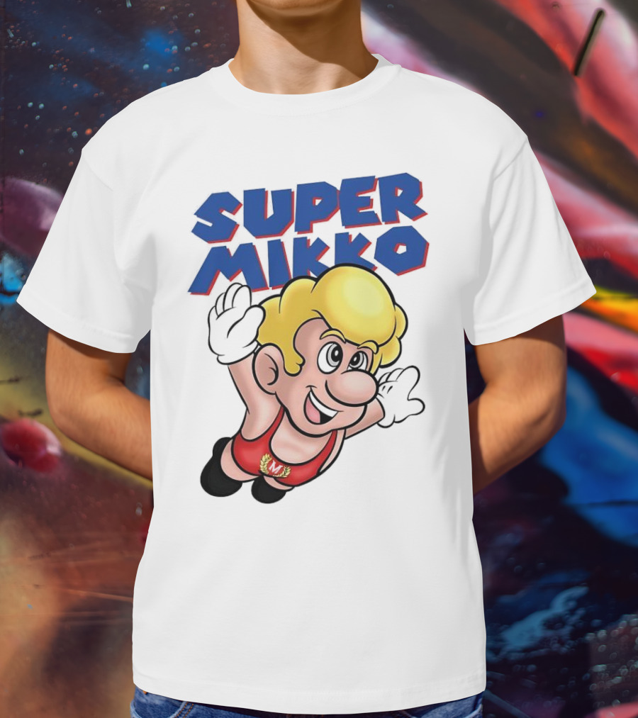 Super Mikko Flying Character Parody Super Mario Game T-Shirt