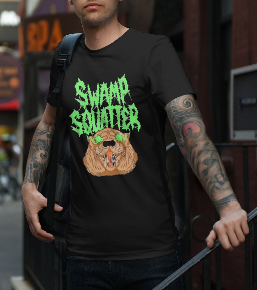 SWAMP SQUATTER GREEN MONSTER FACE T-Shirt