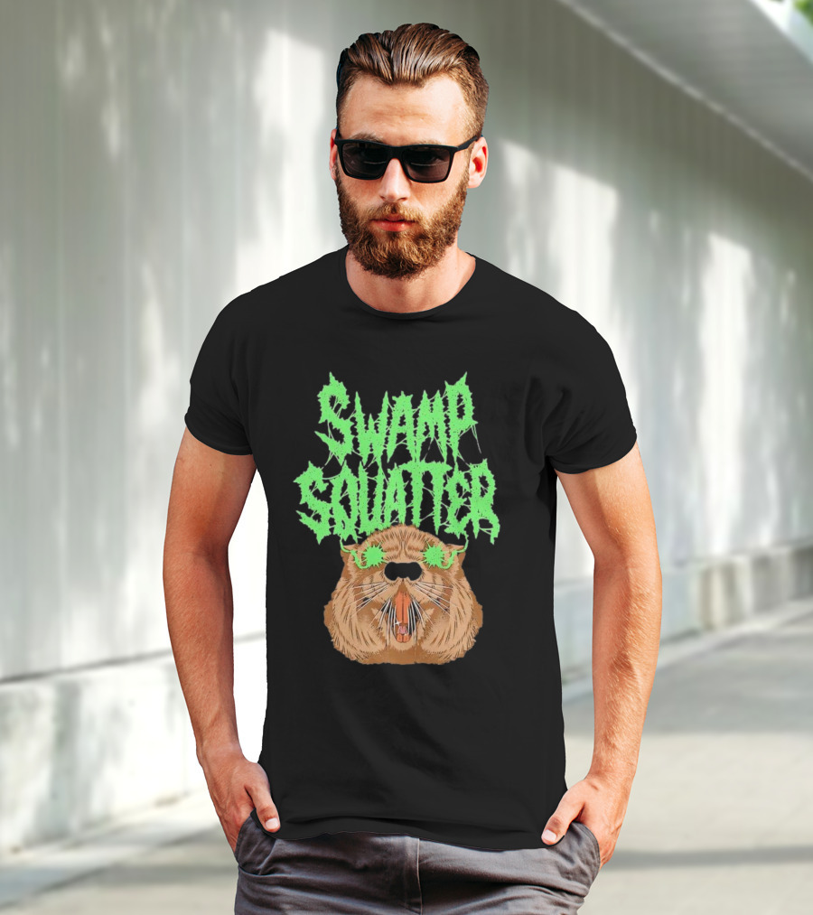 SWAMP SQUATTER GREEN MONSTER FACE T-Shirt