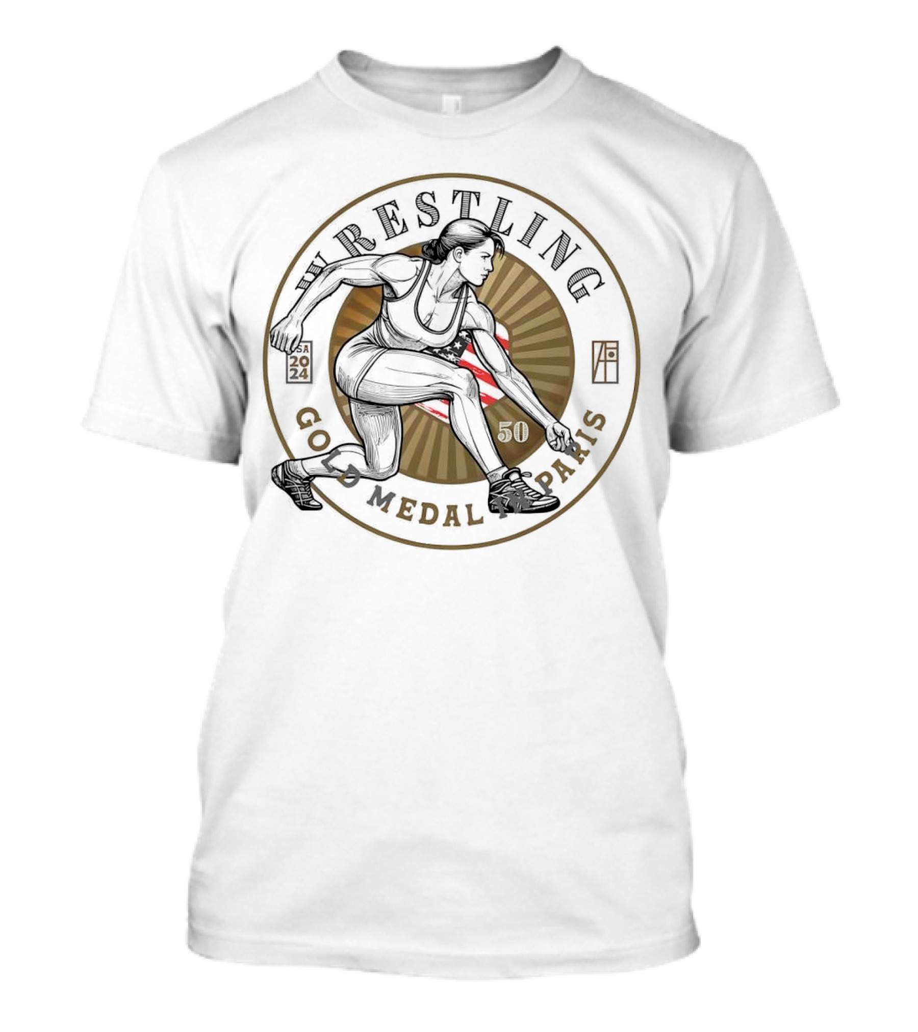 Wrestling Gold Medal Paris 50 USA T-Shirt