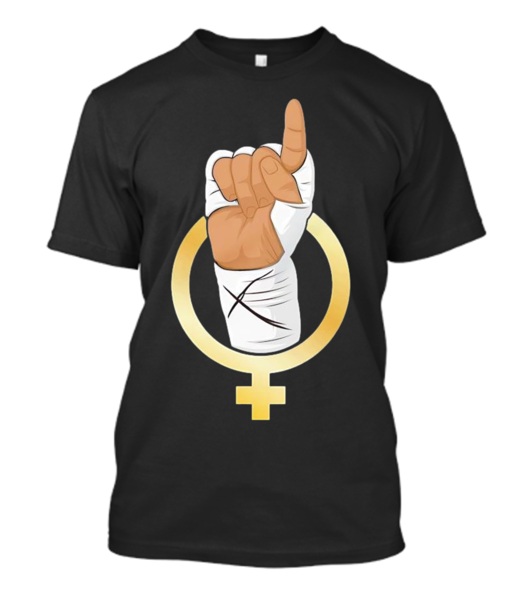 Gold Female Boxing Hand Symbol Feminist Power T-Shirt