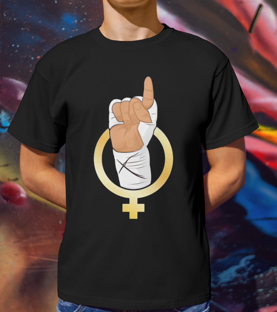 Gold Female Boxing Hand Symbol Feminist Power T-Shirt