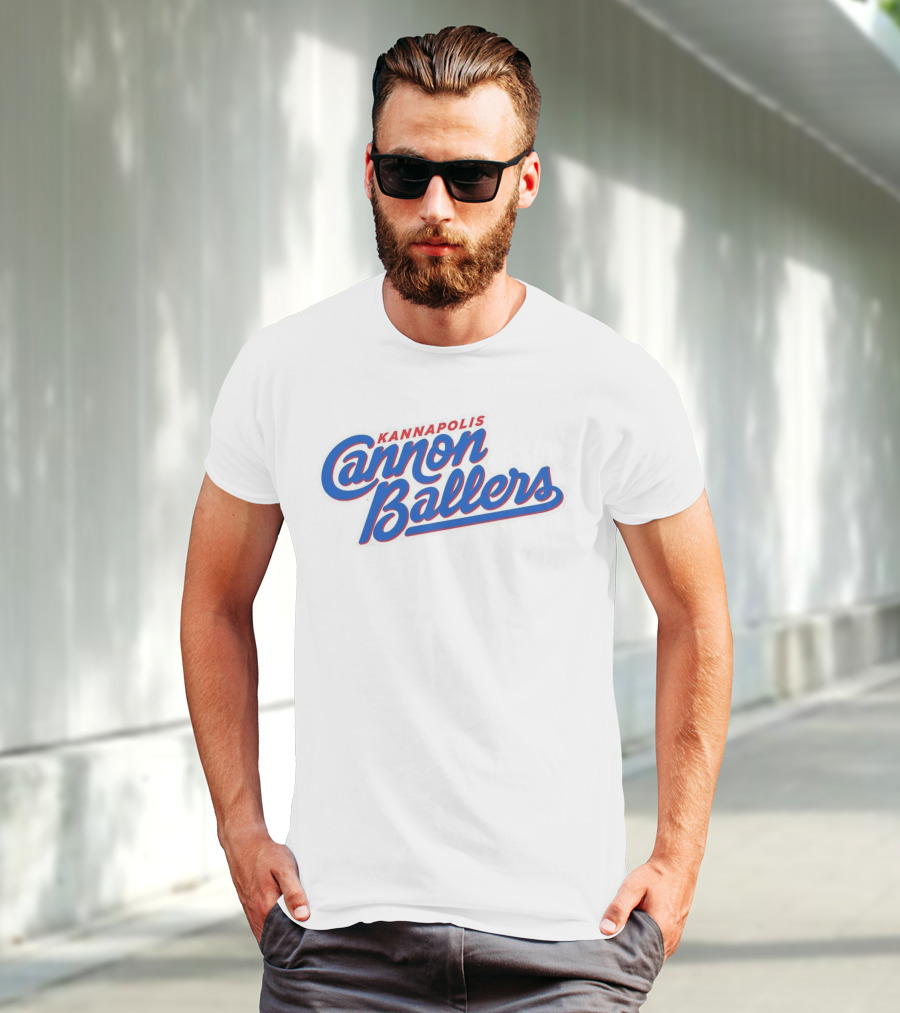 Kannapolis Cannon Ballers Red And Blue Script T-Shirt