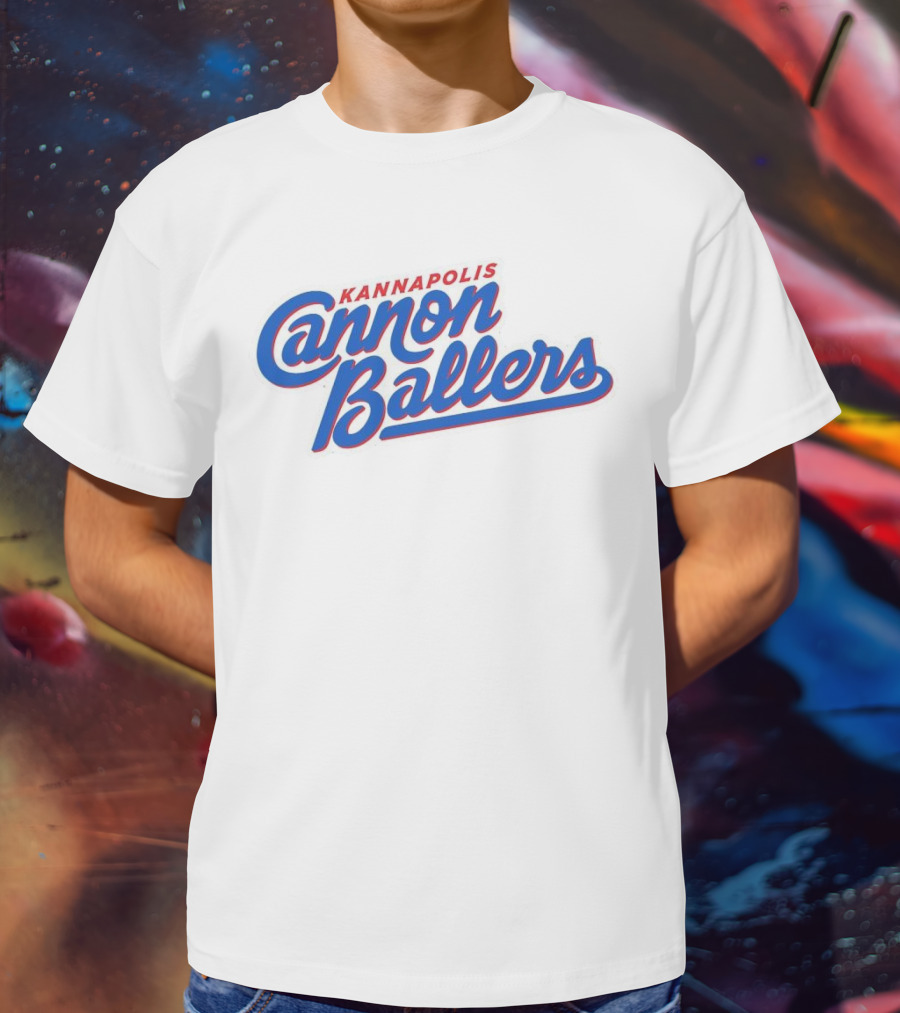 Kannapolis Cannon Ballers Red And Blue Script T-Shirt