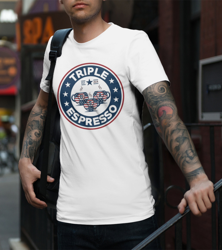 Triple Espresso USWNT American Flag Est T-Shirt