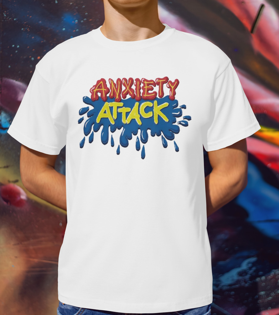 Anxiety Attack Bright Comic Style Text With Blue Splashes T-Shirt