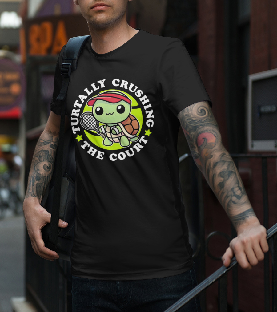 Turtally Crushing The Court Turtle Tennis T-Shirt