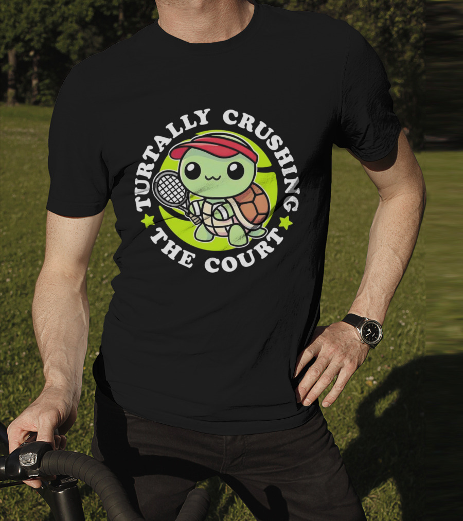Turtally Crushing The Court Turtle Tennis T-Shirt