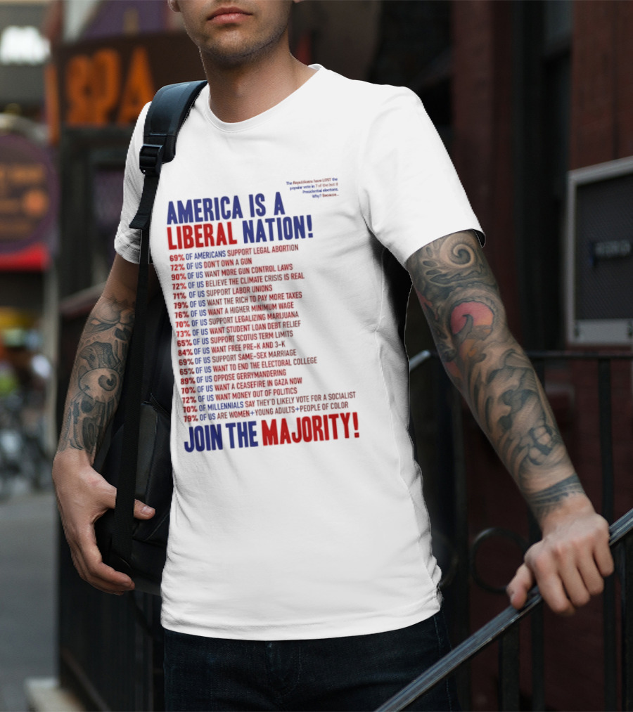 America Is A Liberal Nation 69% Of Americans Support Legal Abortion Join The Majority T-Shirt
