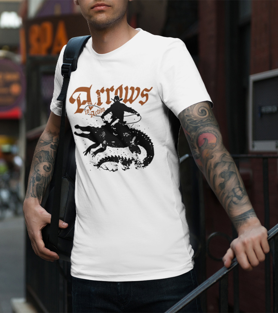 Arrows In Action Cowboy Riding Alligator T-Shirt