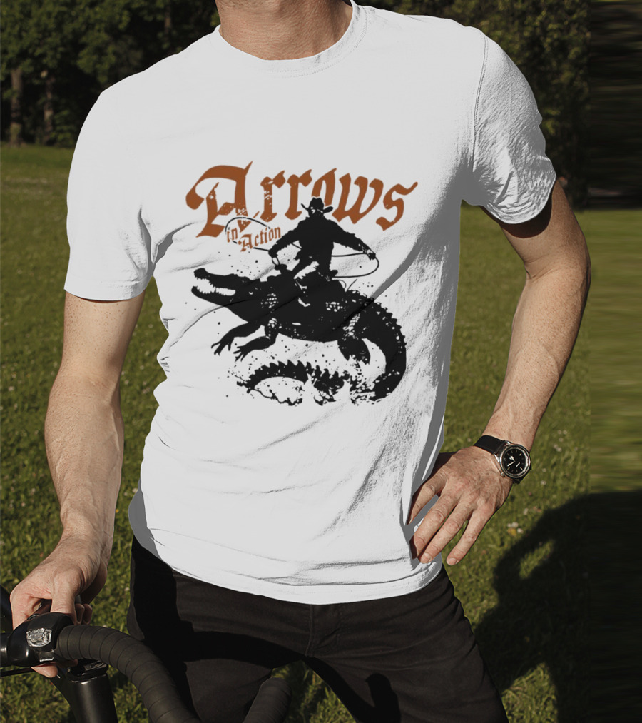 Arrows In Action Cowboy Riding Alligator T-Shirt