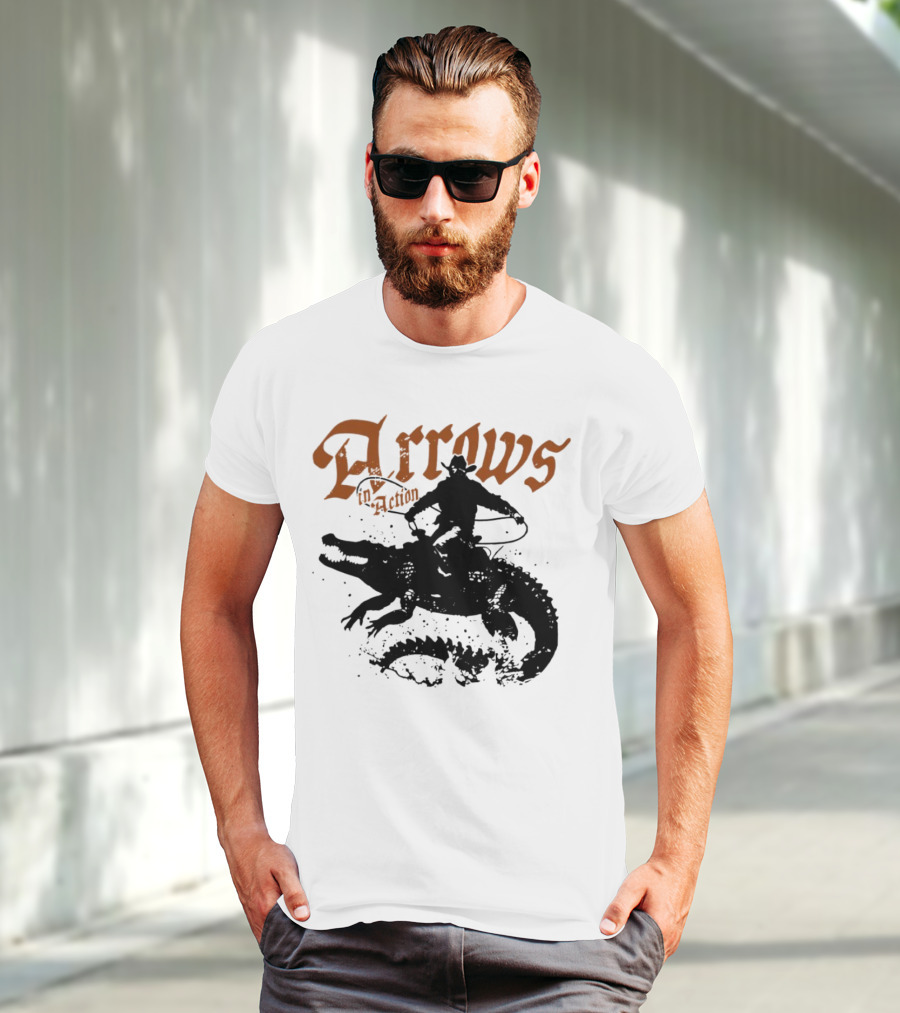 Arrows In Action Cowboy Riding Alligator T-Shirt