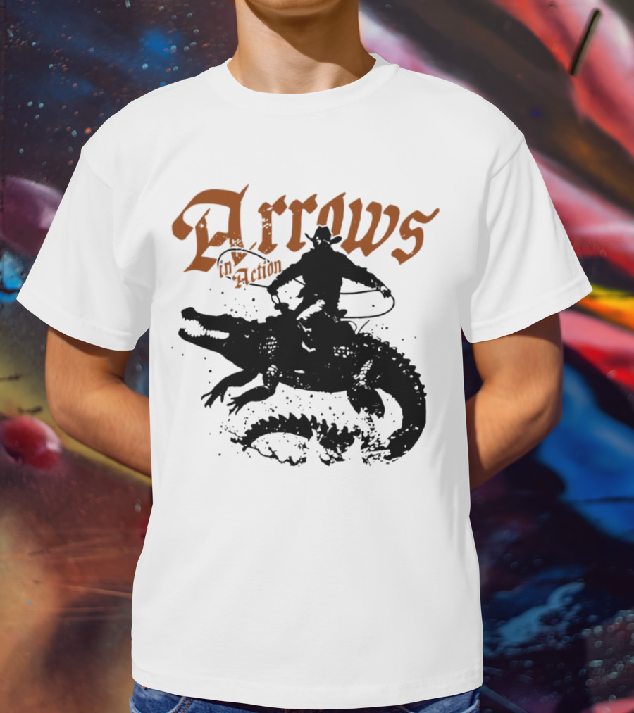 Arrows In Action Cowboy Riding Alligator T-Shirt