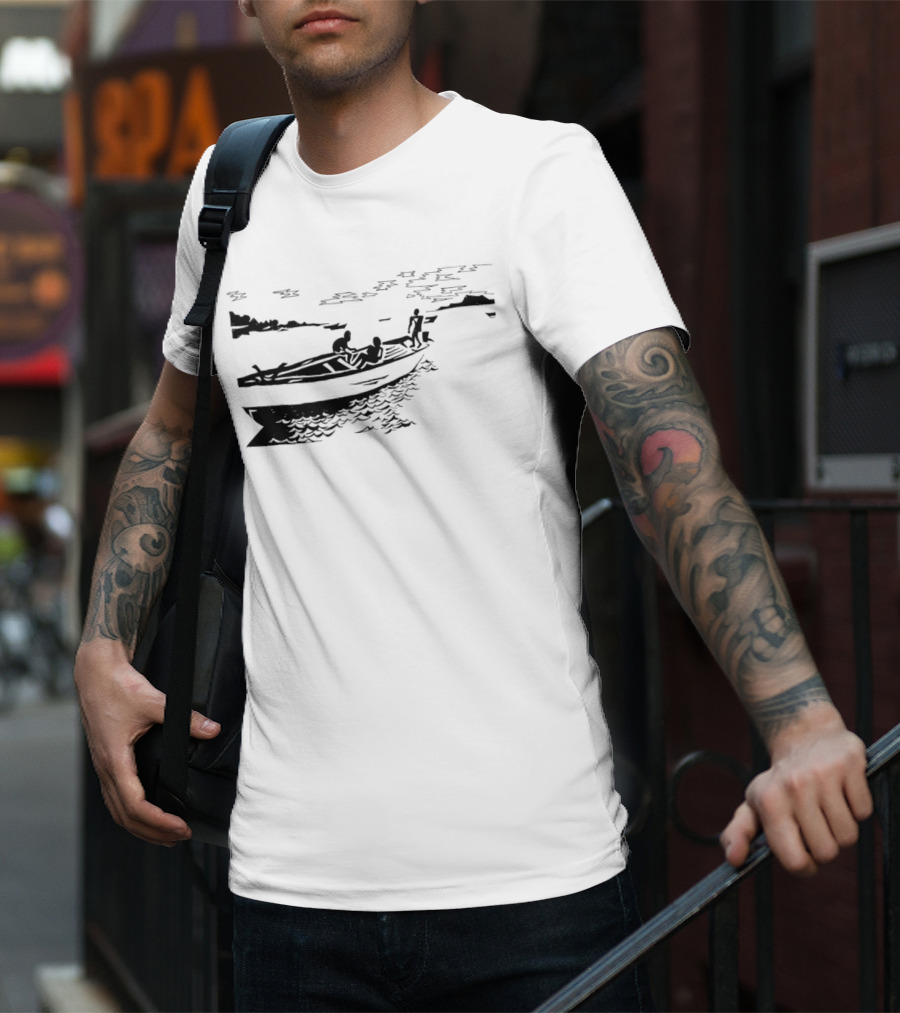 Boat On Lake Malawi Silhouette Scene T-Shirt