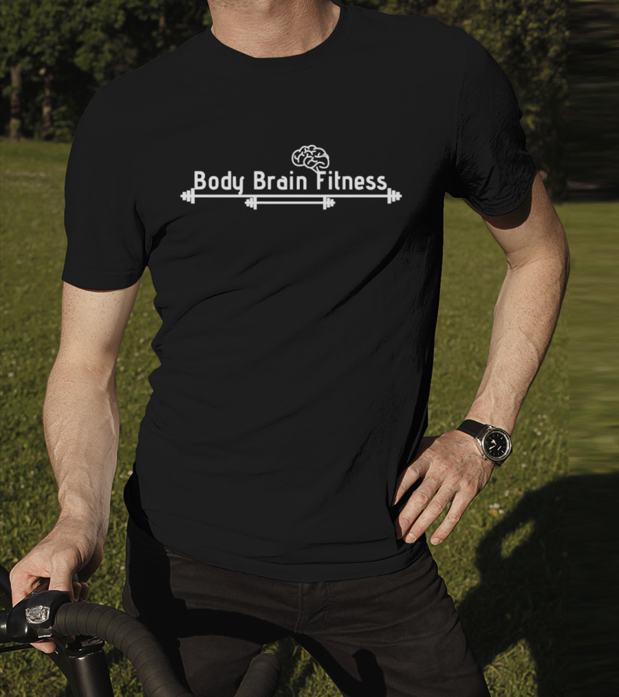 Body Brain Fitness Barbell Icon Brain Image T-Shirt