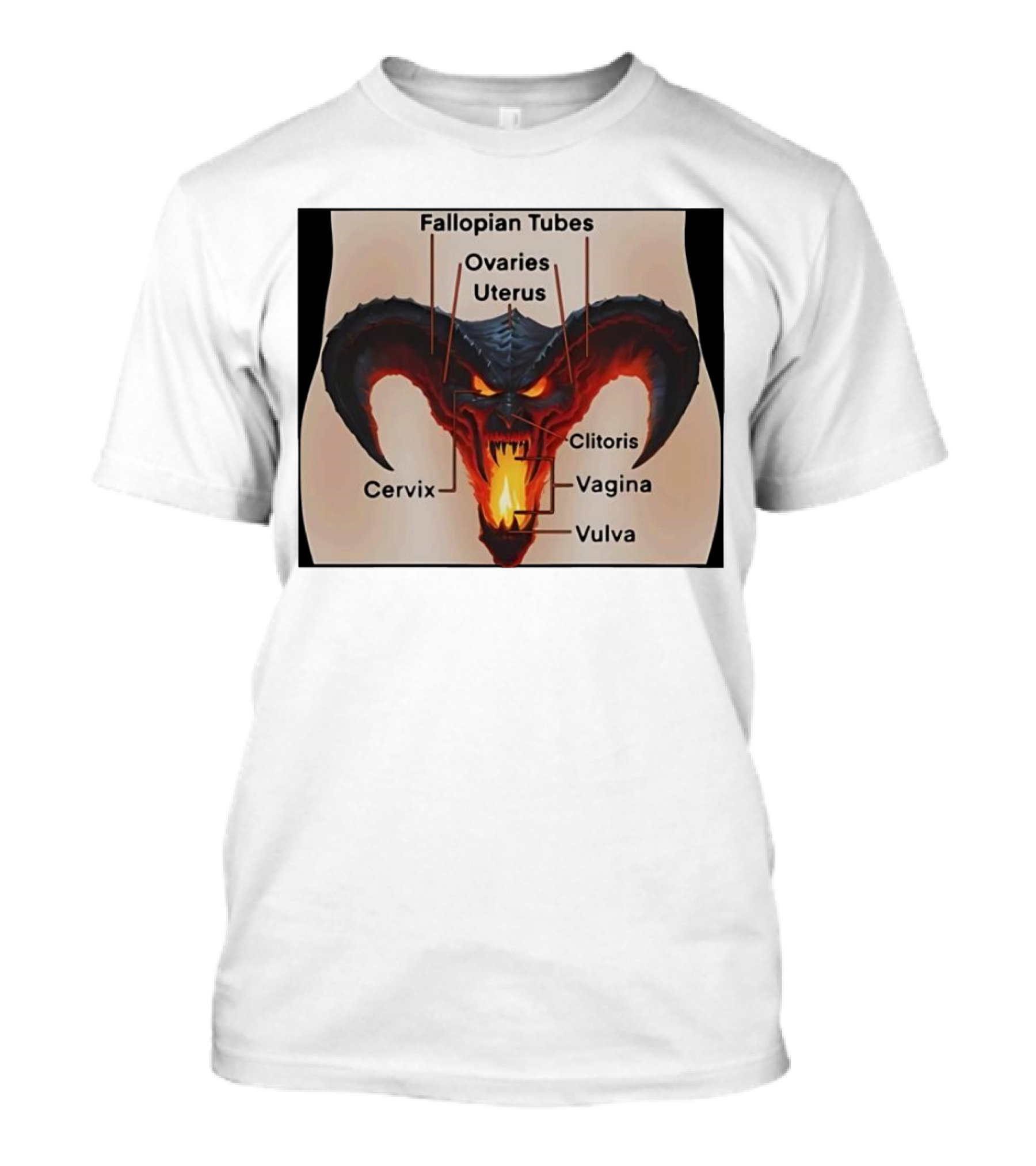 Fallopian Tubes Ovaries Uterus Cervix Clitoris Vagina Vulva Demon Anatomy T-Shirt